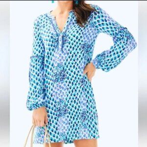 Lilly Pulitzer Toe In Blue White Pineapple Joy Tunic Dress Small